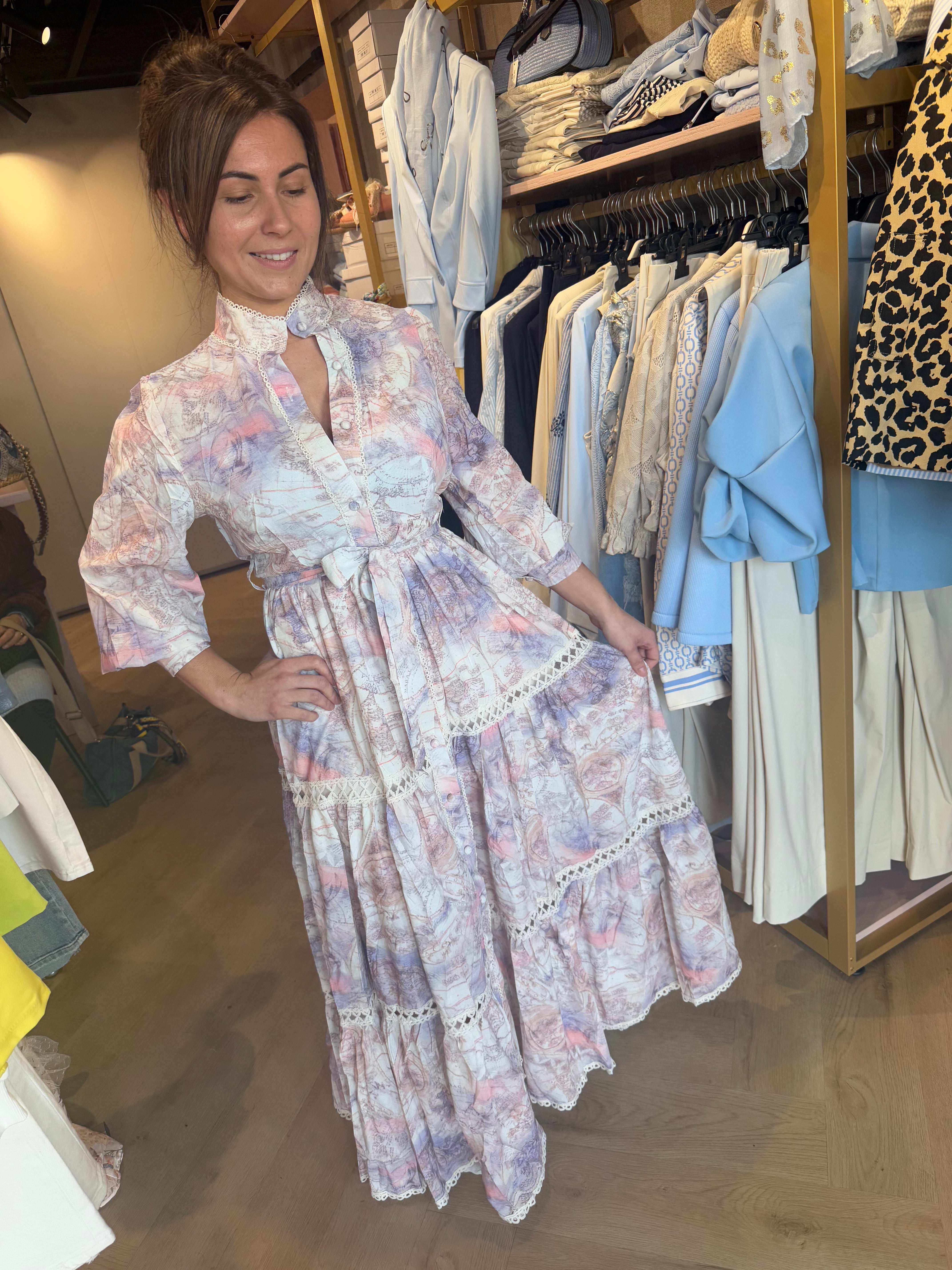 Jurk Romantisch Lila/Roze tinten